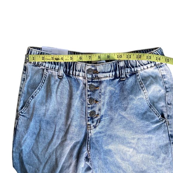 BP. Nordstrom Sz 26 Elastic Waist Exposed Button Fly 90s Straight Leg Jeans NWT - Picture 7 of 7